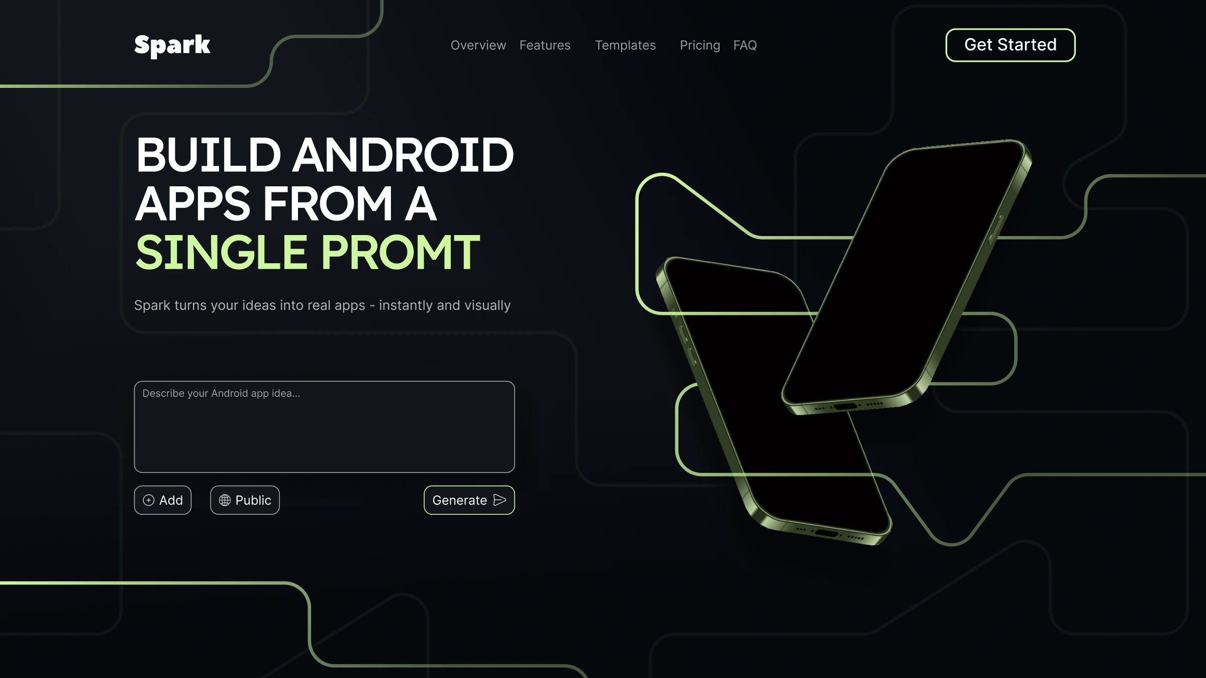 Spark — лендинг сервиса генерации Android-приложений